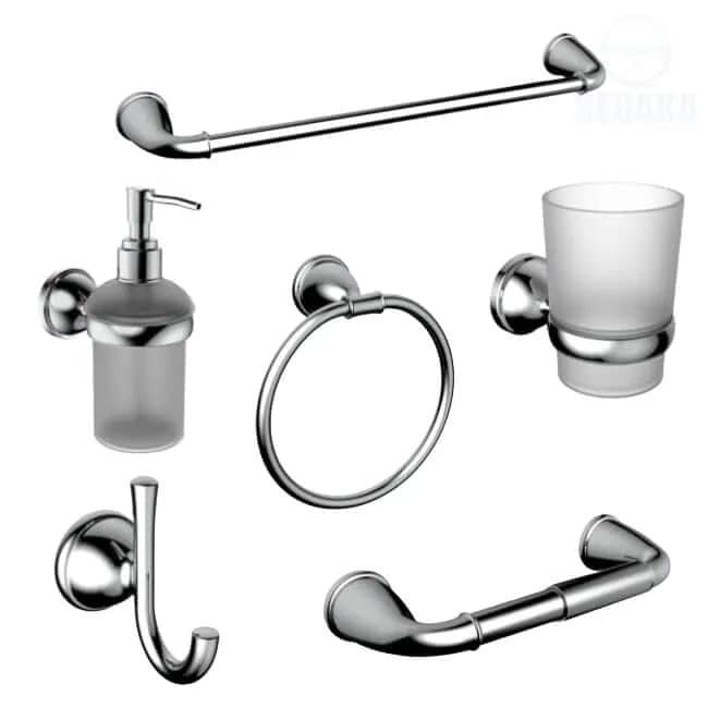 طقم إكسسوارات حمام كروم 6 قطع