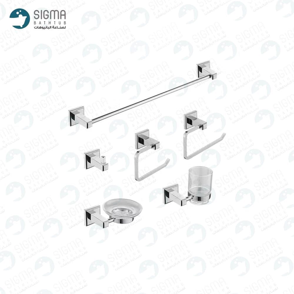 طقم إكسسوارات Sigma مربع كروم 6 قطع