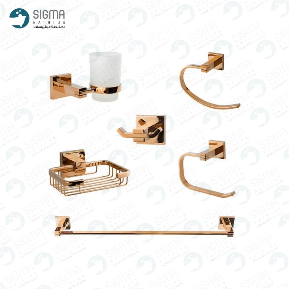 طقم إكسسوارات Sigma مربع روز جولد 6 قطع
